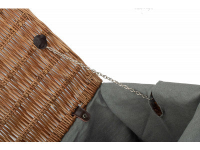 "Basket, 20" DOUBLE STEAMED HAMPER WITH GREY SAGE LINING"