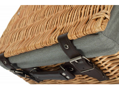 "Basket, 14" WICKER HAMPER with GREY SAGE LINING"
