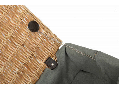 "Basket, 14" WICKER HAMPER with GREY SAGE LINING"