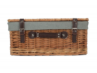 "Basket, 18" DOUBLE STEAMED HAMPER WITH GREY SAGE LINING"
