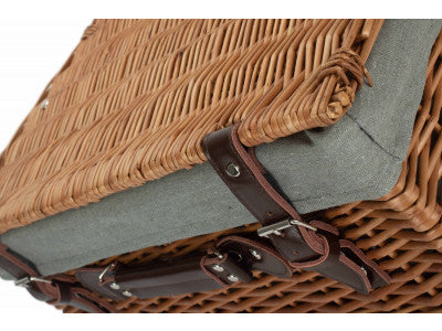 "Basket, 18" DOUBLE STEAMED HAMPER WITH GREY SAGE LINING"