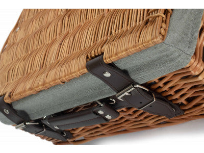 "Basket, 14" DOUBLE STEAMED HAMPER with GREY SAGE LINING"