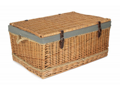 "Basket, 28" ROPE HANDLED TRUNK with GREY SAGE LINING"