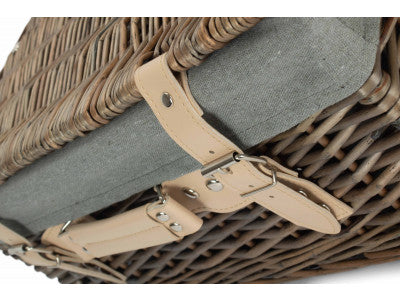 "Basket, 16" ANTIQUE WASH HAMPER with GREY SAGE LINING"