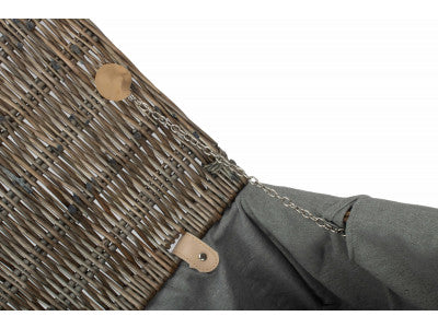 "Basket, 16" ANTIQUE WASH HAMPER with GREY SAGE LINING"