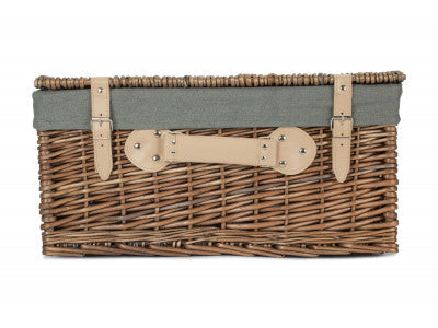 "Basket, 20" ANTIQUE WASH HAMPER with GREY SAGE LINING"