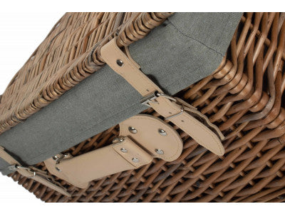 "Basket, 20" ANTIQUE WASH HAMPER with GREY SAGE LINING"