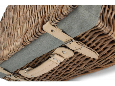 "Basket, 18" ANTIQUE WASH HAMPER with GREY SAGE LINING"