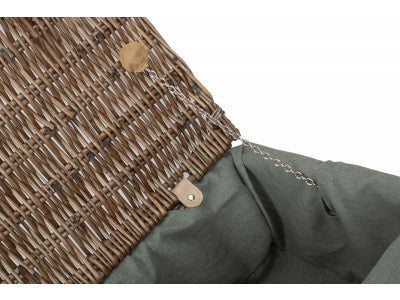 "Basket, 18" ANTIQUE WASH HAMPER with GREY SAGE LINING"