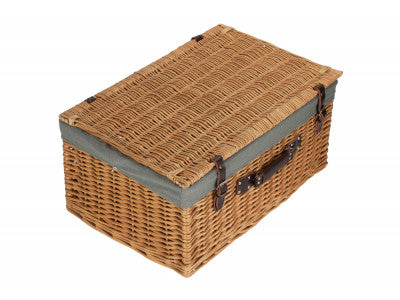 "Basket, 24" BUFF HAMPER with GREY SAGE LINING"