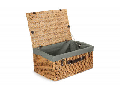 "Basket, 24" BUFF HAMPER with GREY SAGE LINING"
