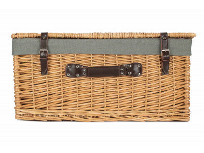 "Basket, 24" BUFF HAMPER with GREY SAGE LINING"