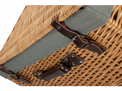 "Basket, 24" BUFF HAMPER with GREY SAGE LINING"