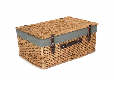 "Basket, 22" BUFF HAMPER with GREY SAGE LINING"