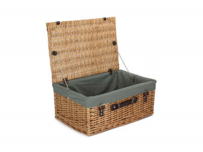 "Basket, 22" BUFF HAMPER with GREY SAGE LINING"