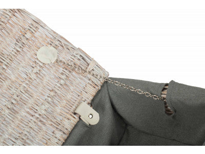 "Basket, 14" WHITE HAMPER with GREY SAGE LINING"