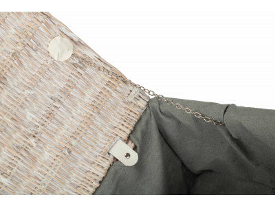 "Basket, 18" WHITE HAMPER with GREY SAGE LINING"