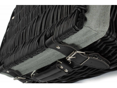 "Basket, 14" BLACK HAMPER with GREY SAGE LINING"