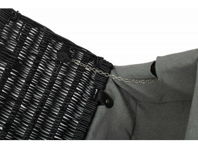 "Basket, 14" BLACK HAMPER with GREY SAGE LINING"