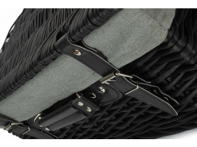 "Basket, 18" BLACK HAMPER with GREY SAGE LINING"