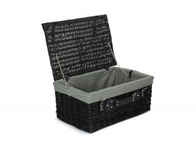 "Basket, 20" BLACK HAMPER with GREY SAGE LINING"