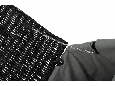 "Basket, 20" BLACK HAMPER with GREY SAGE LINING"