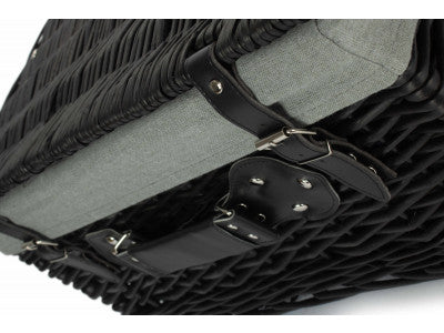 "Basket, 20" BLACK HAMPER with GREY SAGE LINING"