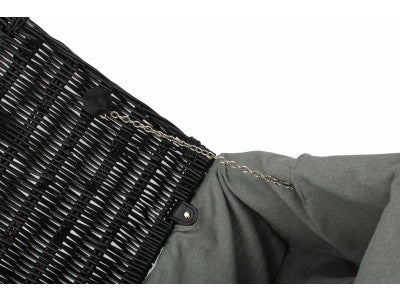 "Basket, 16" BLACK HAMPER with GREY SAGE LINING"