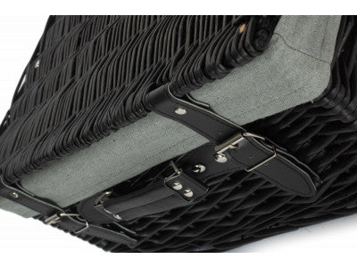 "Basket, 16" BLACK HAMPER with GREY SAGE LINING"