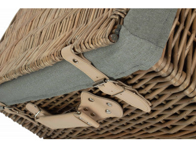 "Basket, 22" ANTIQUE WASH HAMPER with GREY SAGE LINING"