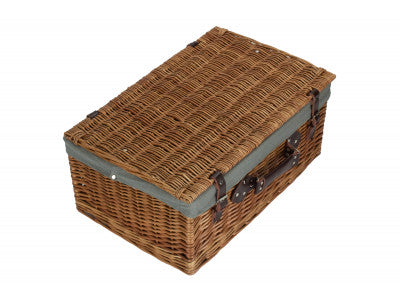 "Basket, 22" DOUBLE STEAMED HAMPER with GREY SAGE LINING"