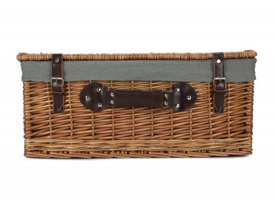 "Basket, 22" DOUBLE STEAMED HAMPER with GREY SAGE LINING"