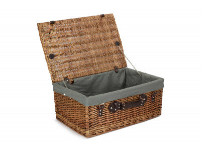 "Basket, 22" DOUBLE STEAMED HAMPER with GREY SAGE LINING"