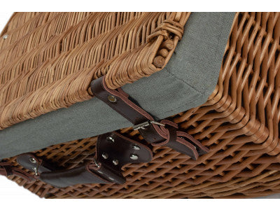 "Basket, 22" DOUBLE STEAMED HAMPER with GREY SAGE LINING"