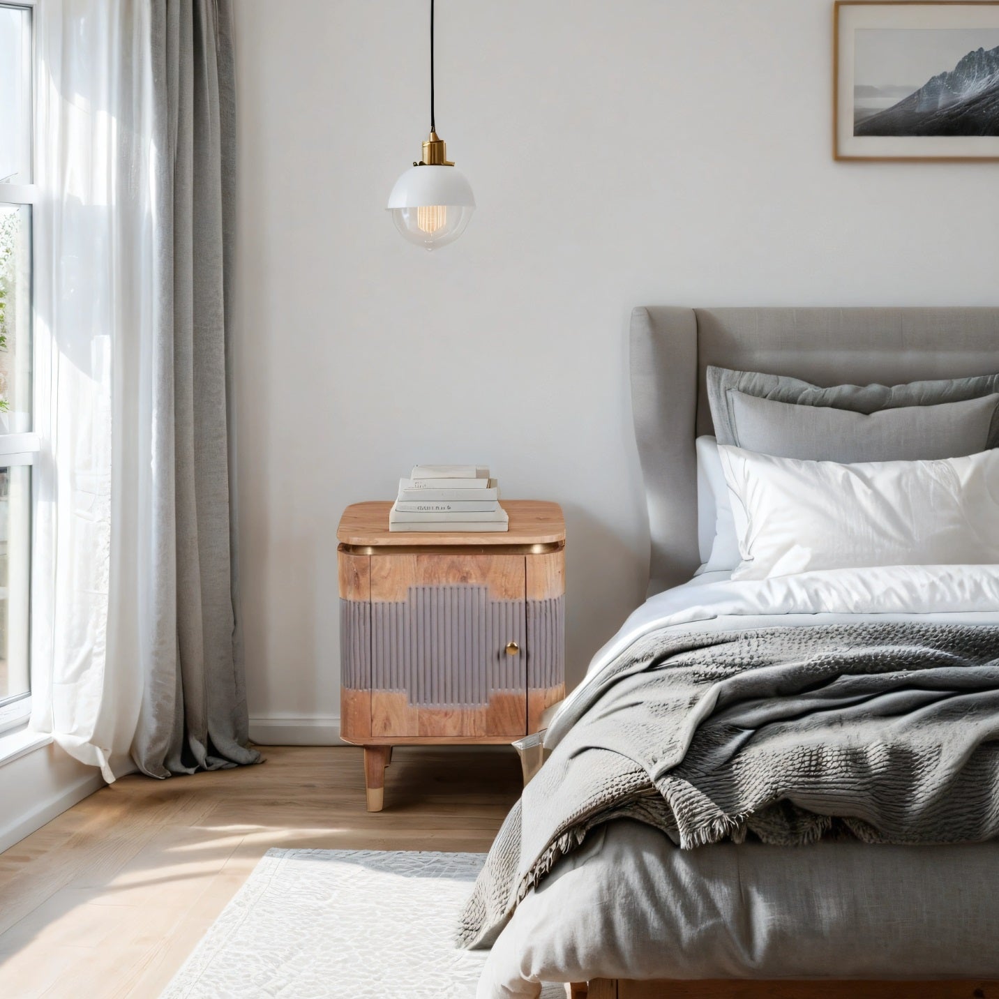 Acacia Wood Bedside Table