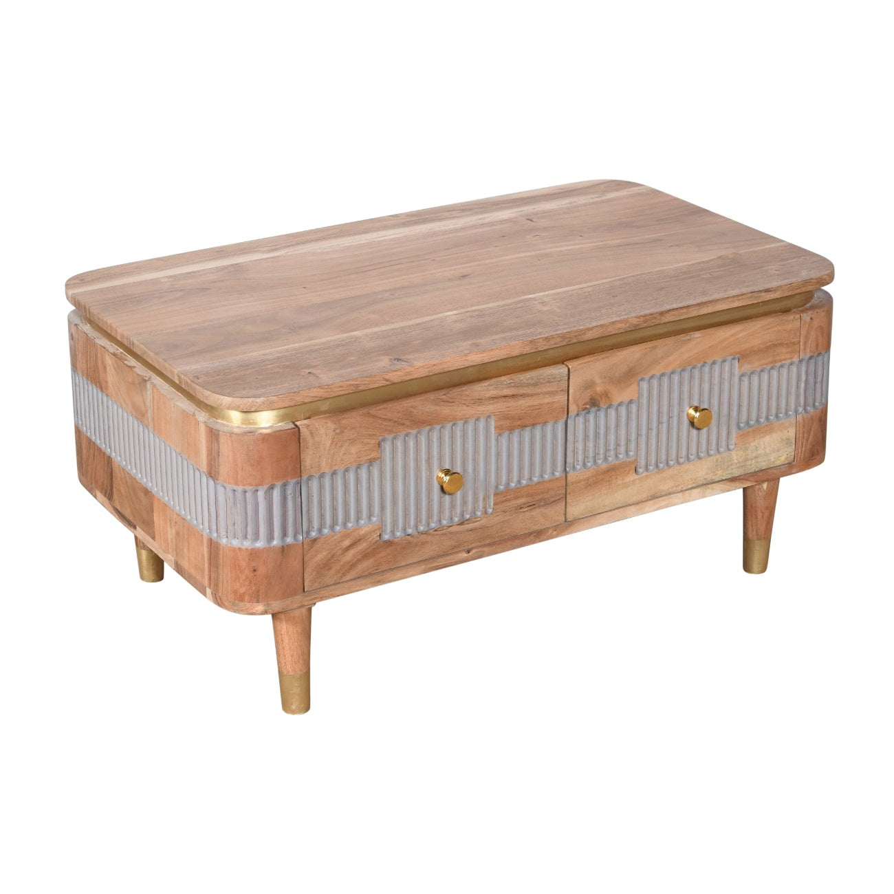 Acacia Wood 2 Drawers Coffee Table