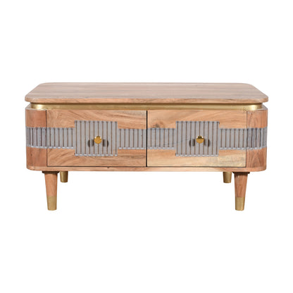 Acacia Wood 2 Drawers Coffee Table