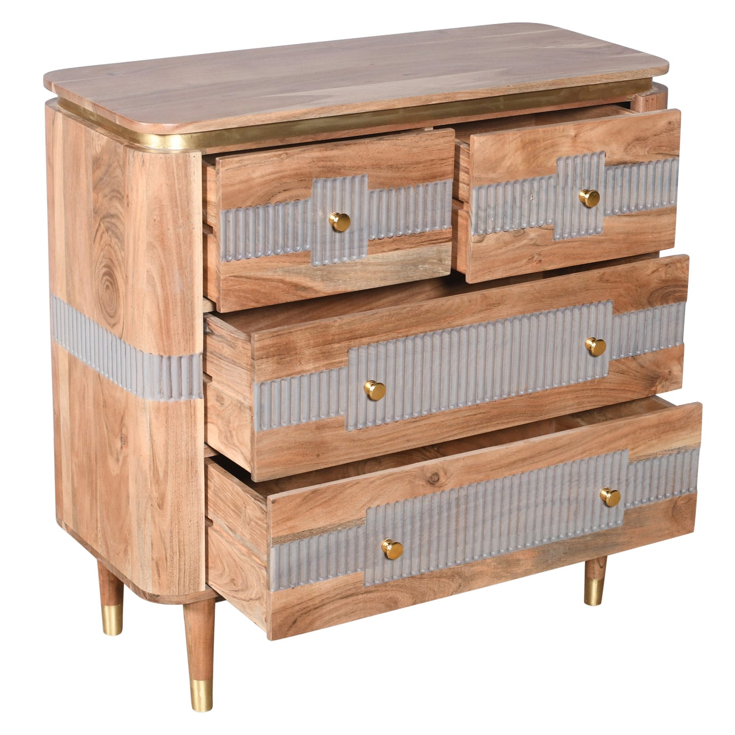 Acacia Wood 4 Drawers Chest