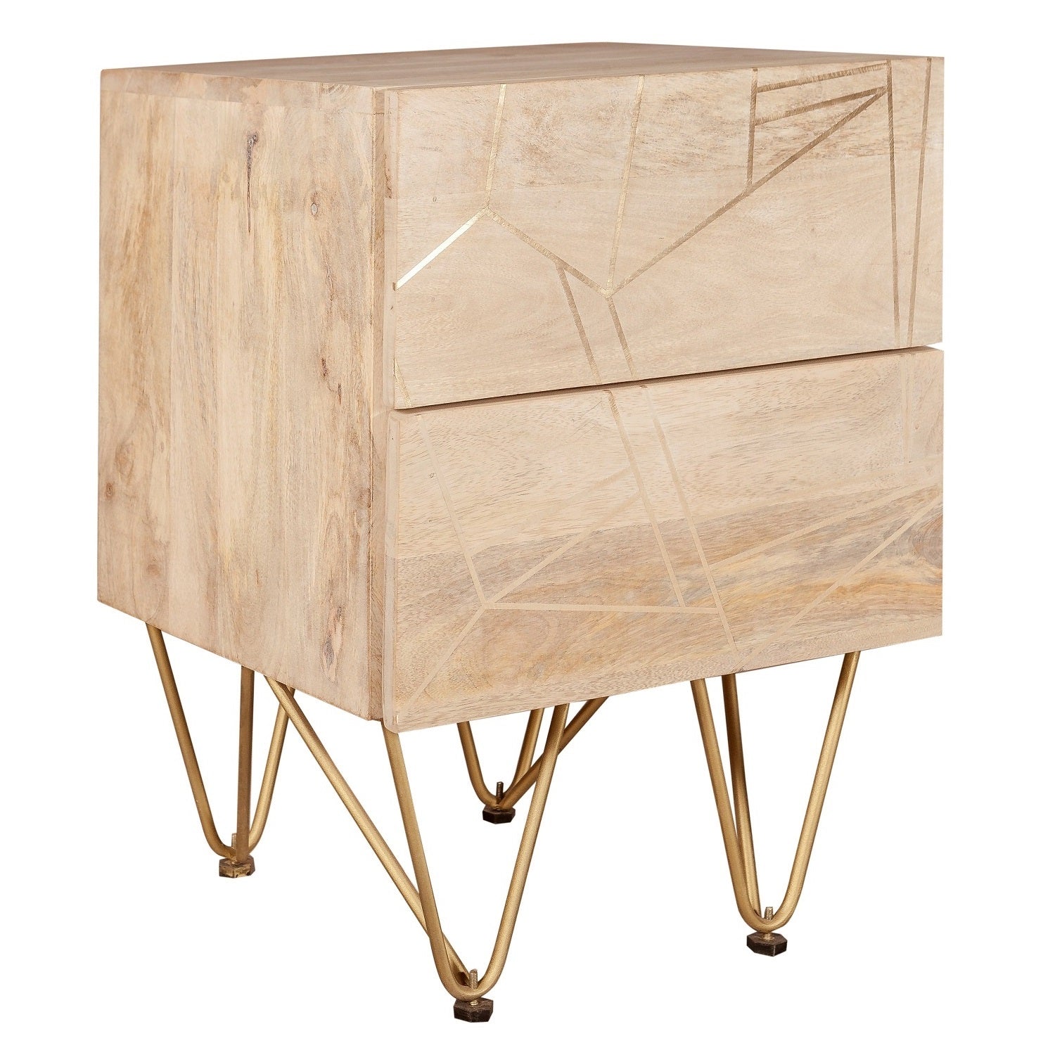 Light Gold 2 Drawer Side Table