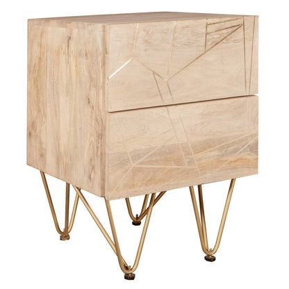 Light Gold 2 Drawer Side Table