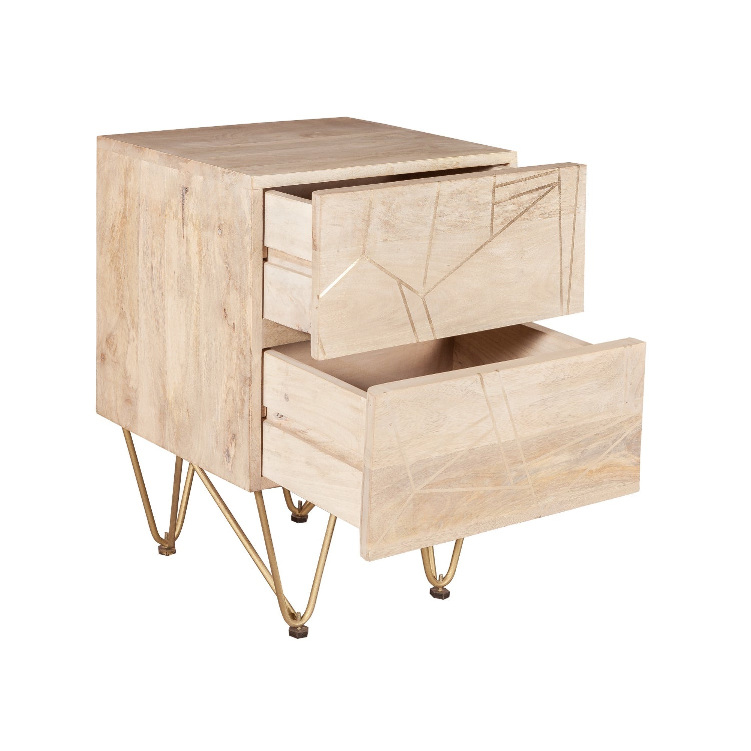 Light Gold 2 Drawer Side Table