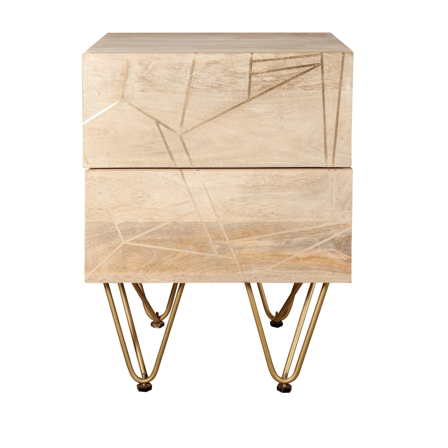 Light Gold 2 Drawer Side Table