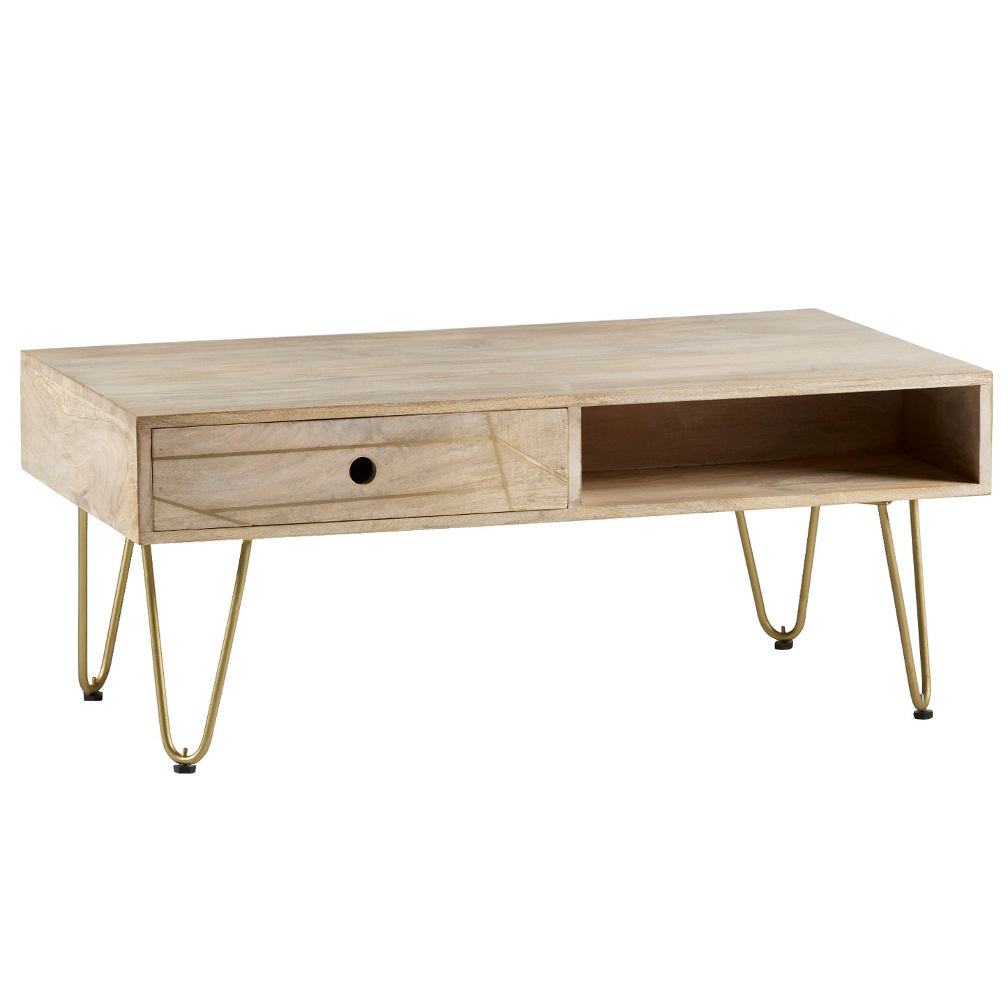 Light Gold Rectangular Coffee Table with Drawer