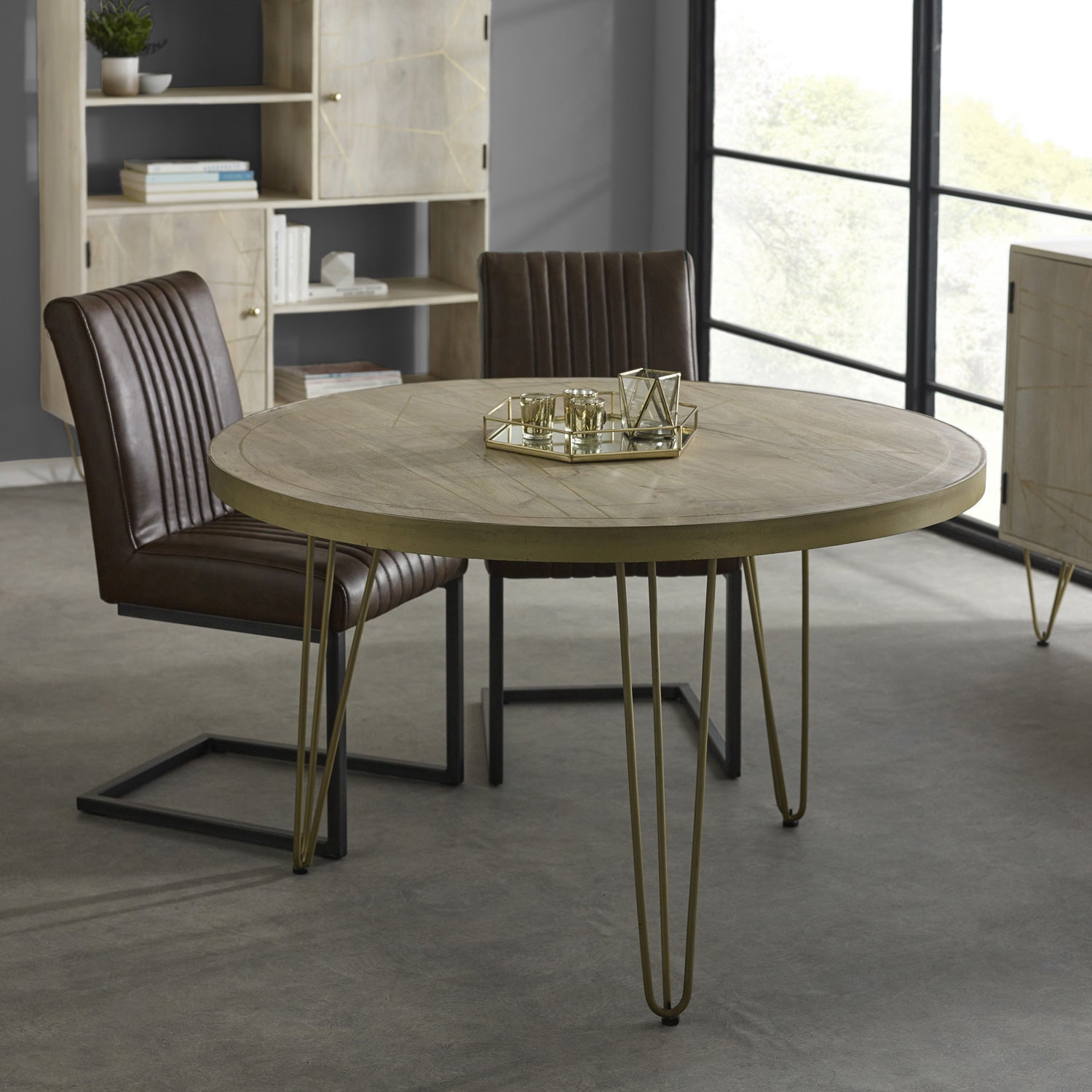 Light Gold Round Dining Table 