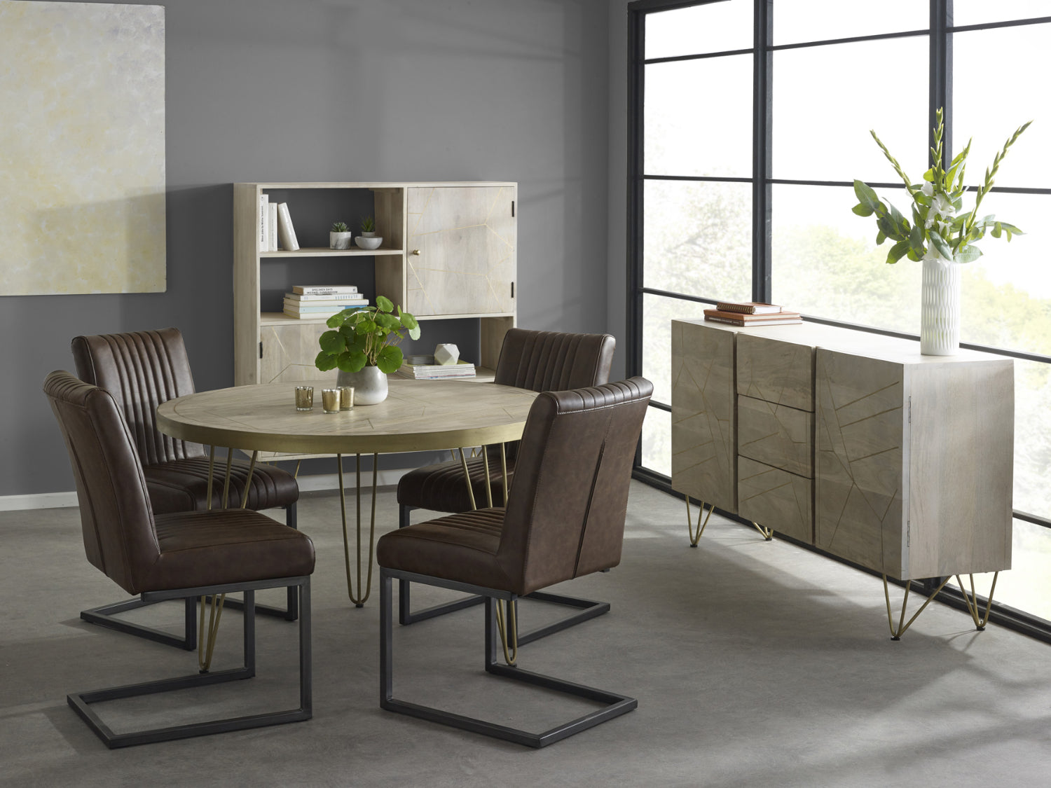 Light Gold Round Dining Table 