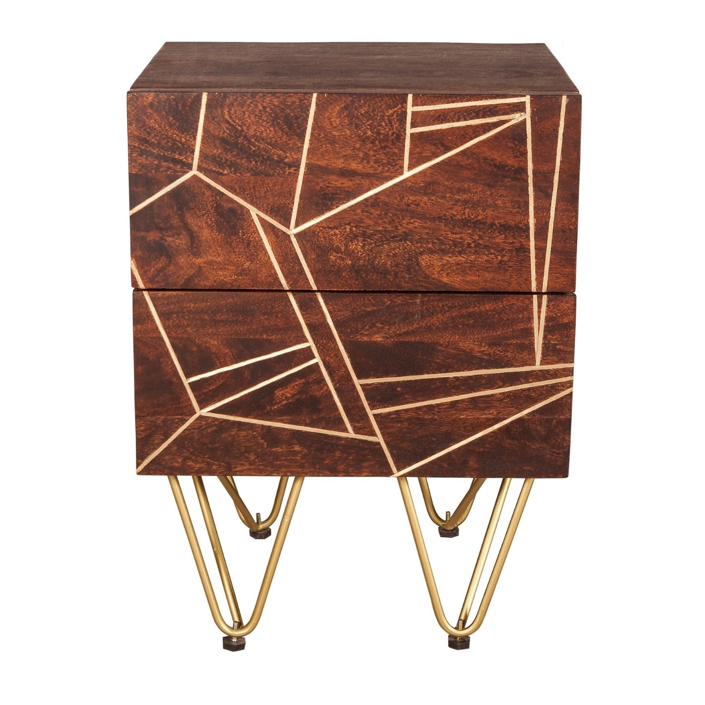 Dark Gold 2 Drawer Side Table