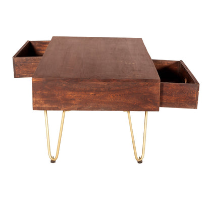 Dark Gold Rectangular Coffee Table with Drawer
