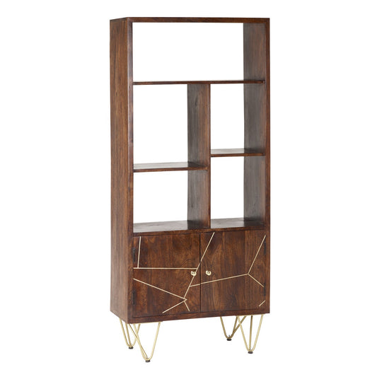 Dark Gold Large Bookcase 2 Door 