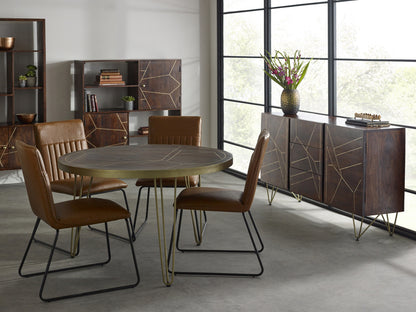 Dark Gold Round Dining Table 