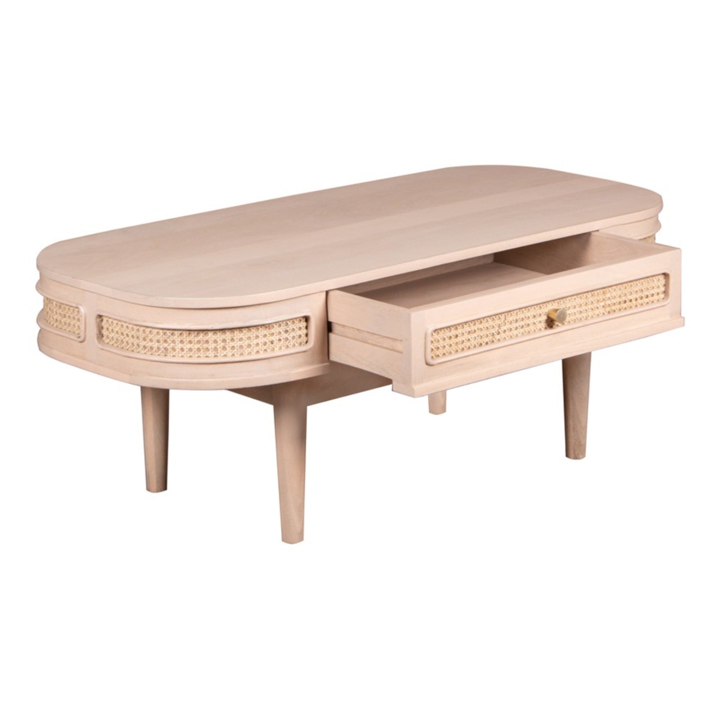 Cane & Mango Wood 1 Drawer Coffee Table